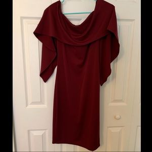Maroon Off-The-Shoulder Dress